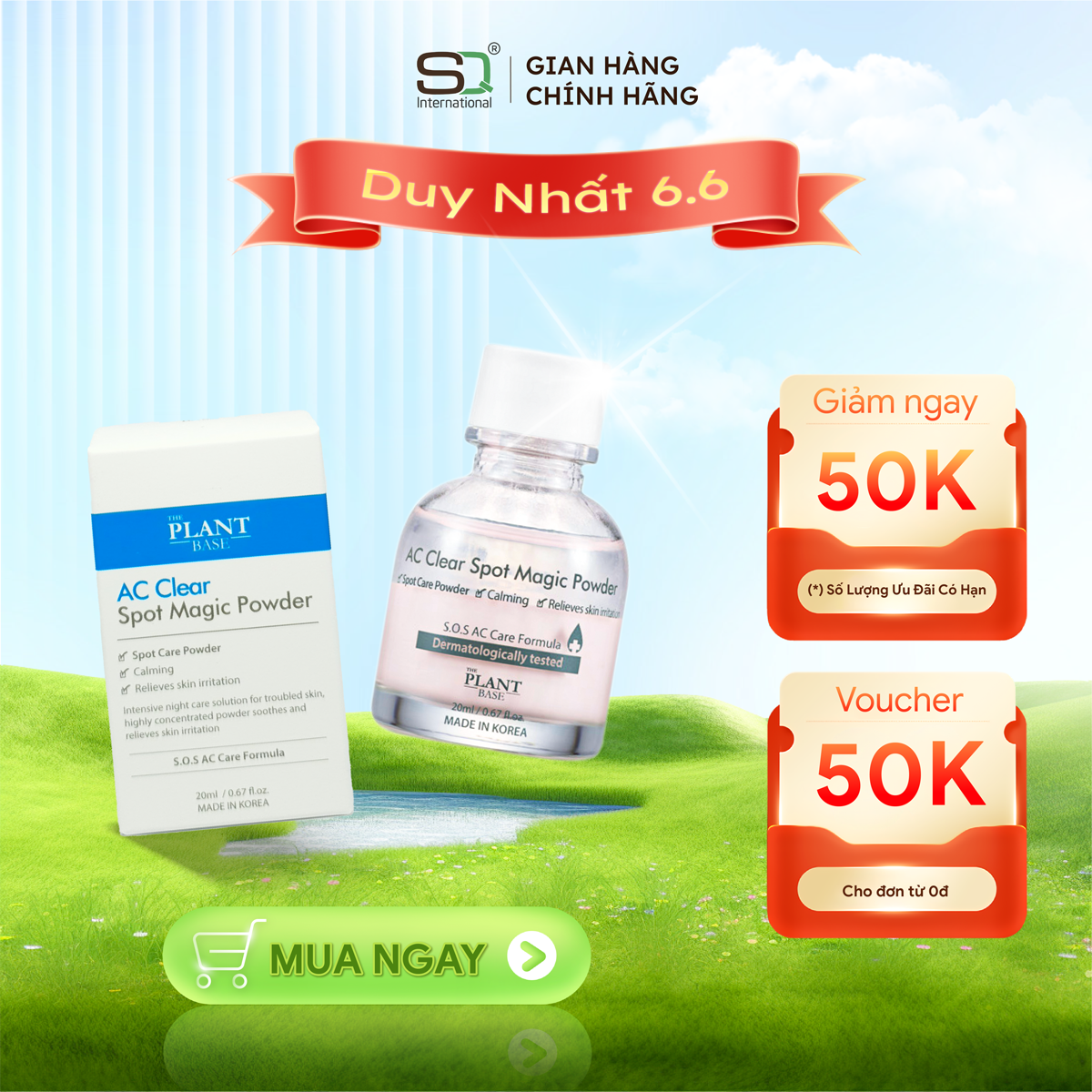 Phấn bột cải thiện mụn The Plant Base AC Clear Spot Magic Powder 20ml