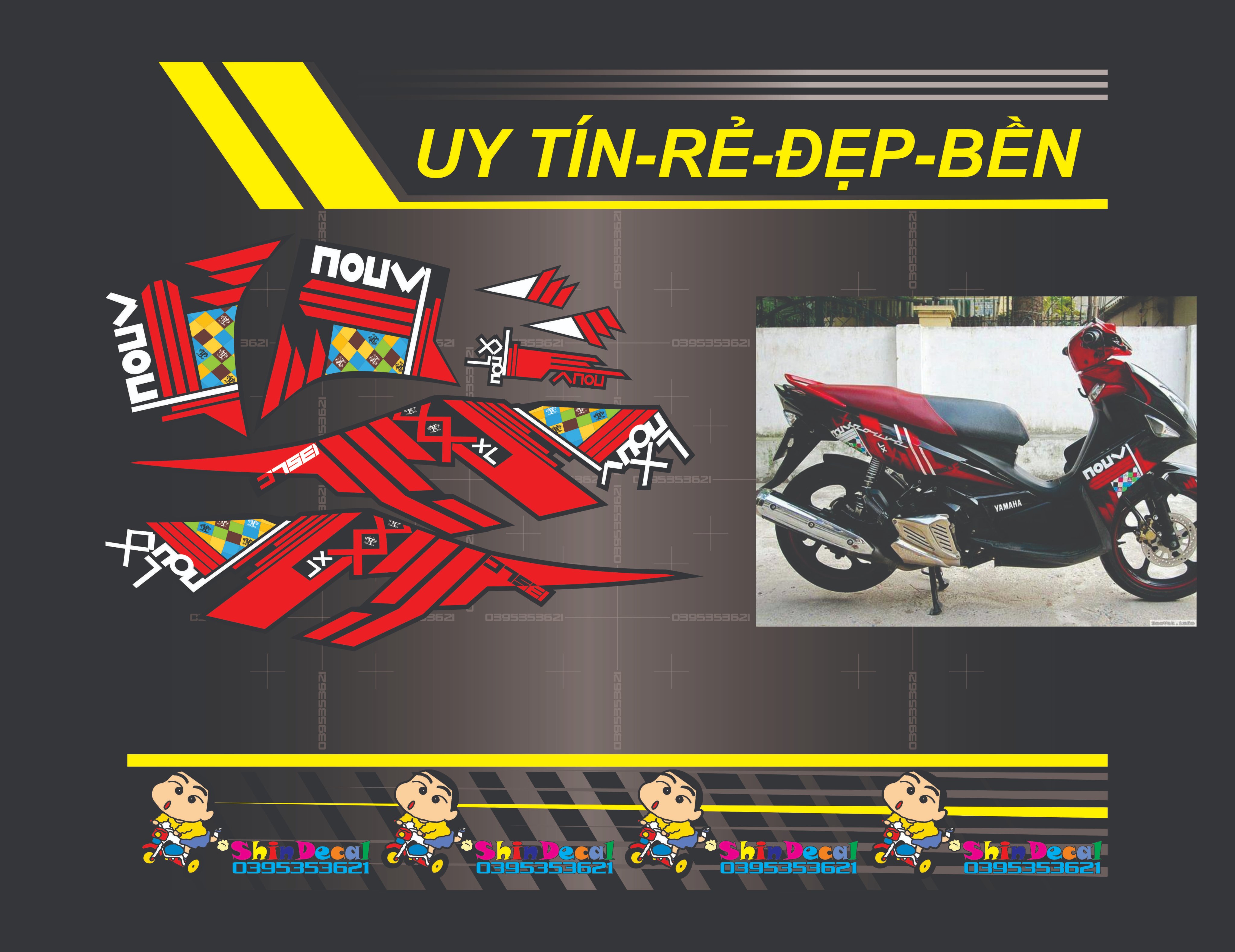 [HCM]Tem xe nouvo lx giả zin đỏ đen