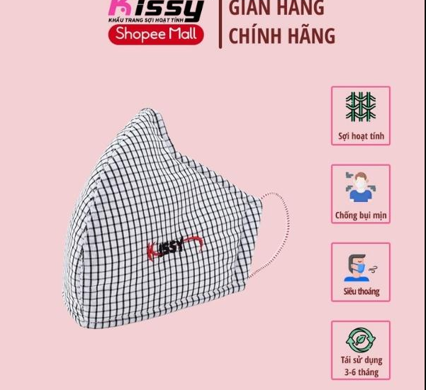 Khẩu trang vải 3 lớp Kissy người lớn chống nắng và chống bụi mịn hiệu quả - ĐƯỢC BỘ Y TẾ KHUYÊN DÙNG