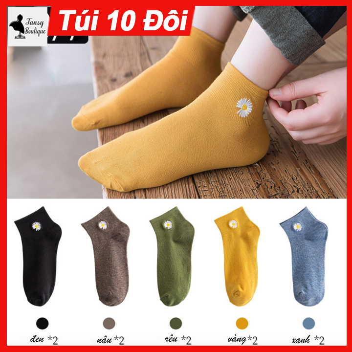 Combo 10 đôi tất nữ cổ ngắn hoa cúc xinh xắn