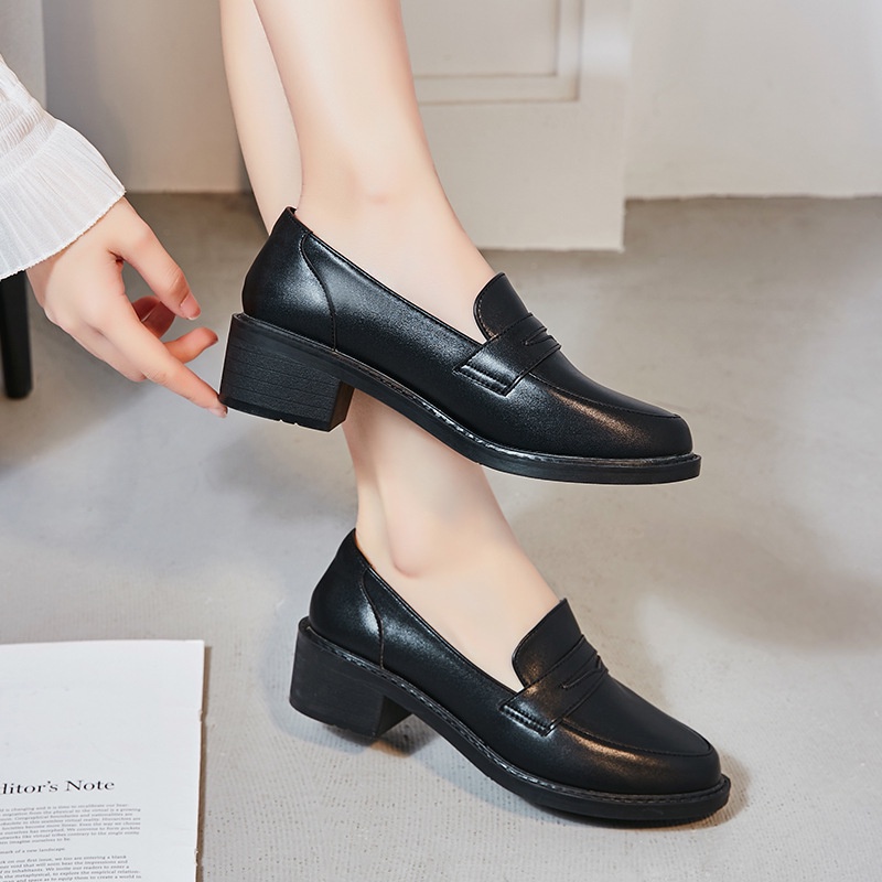 Giày lười da ielgy đế dày 5cm thời trang dành cho nữ