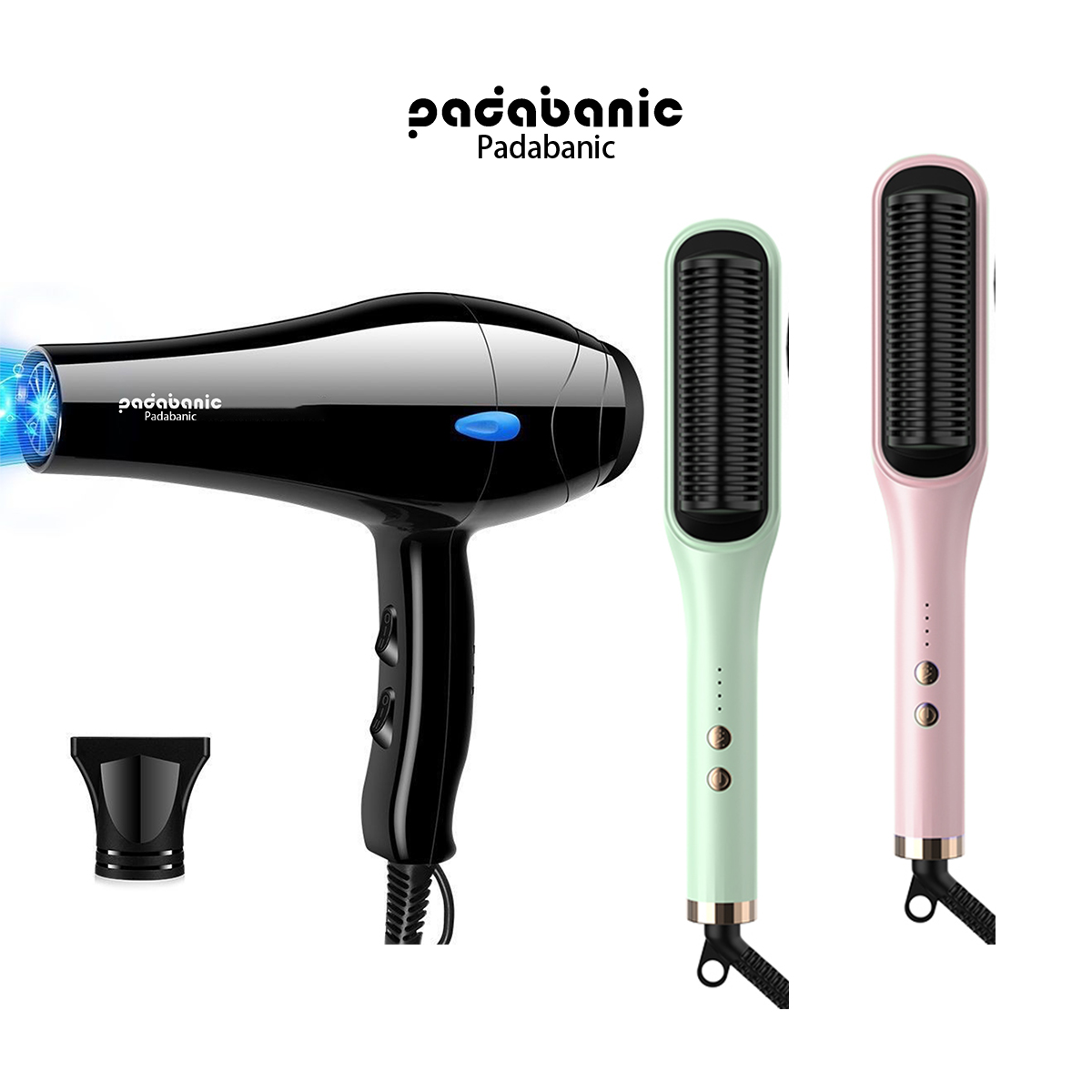 Máy sấy tóc padabanic 9999z hai chiều nóng lạnh tặng kèm lược điện chải thẳng tóc