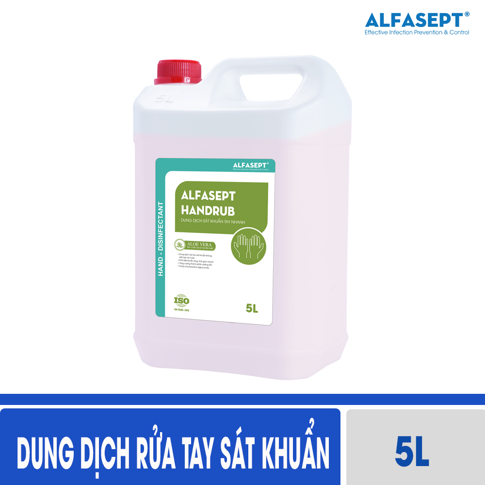 Nước rửa tay nhanh Alfasept Handrub can 5L tiết kiệm - Dung dich rửa tay nhanh, rửa tay khô sát khuẩn
