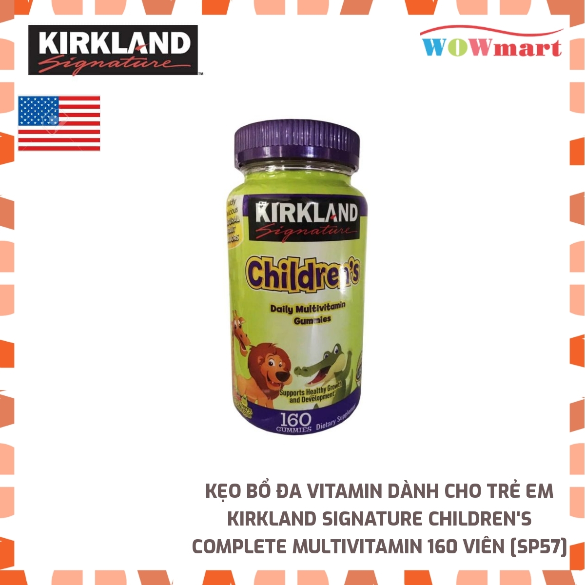 Kẹo bổ đa Vitamin dành cho trẻ em Kirkland Signature Children's Complete Multivitamin 160 viên - [MỸ]
