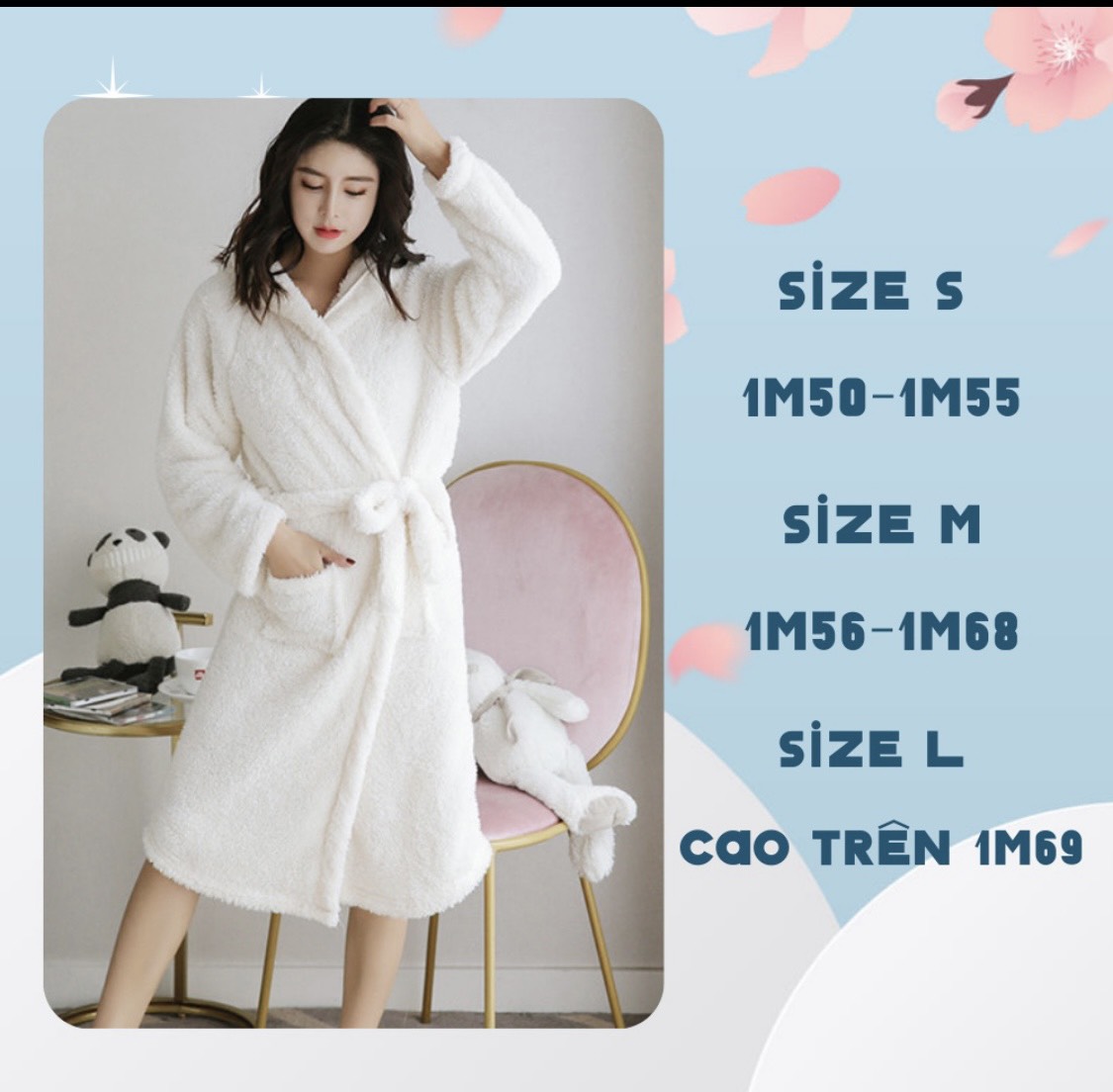 Áo choàng tắm khách sạn, áo choàng ngủ lông cừu, mềm mịn, dày dặn, tiêu chuẩn 5 sao cao cấp