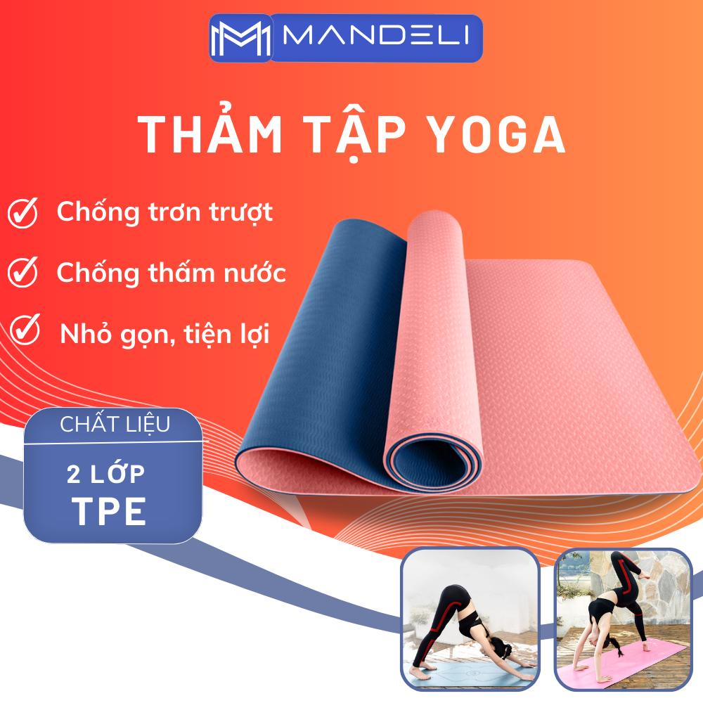 Thảm Tập Yoga 2 Lớp Chống Trơn Trượt Thảm Tập Gym Chống Trượt ĐỊnh Tuyến Chống Thấm