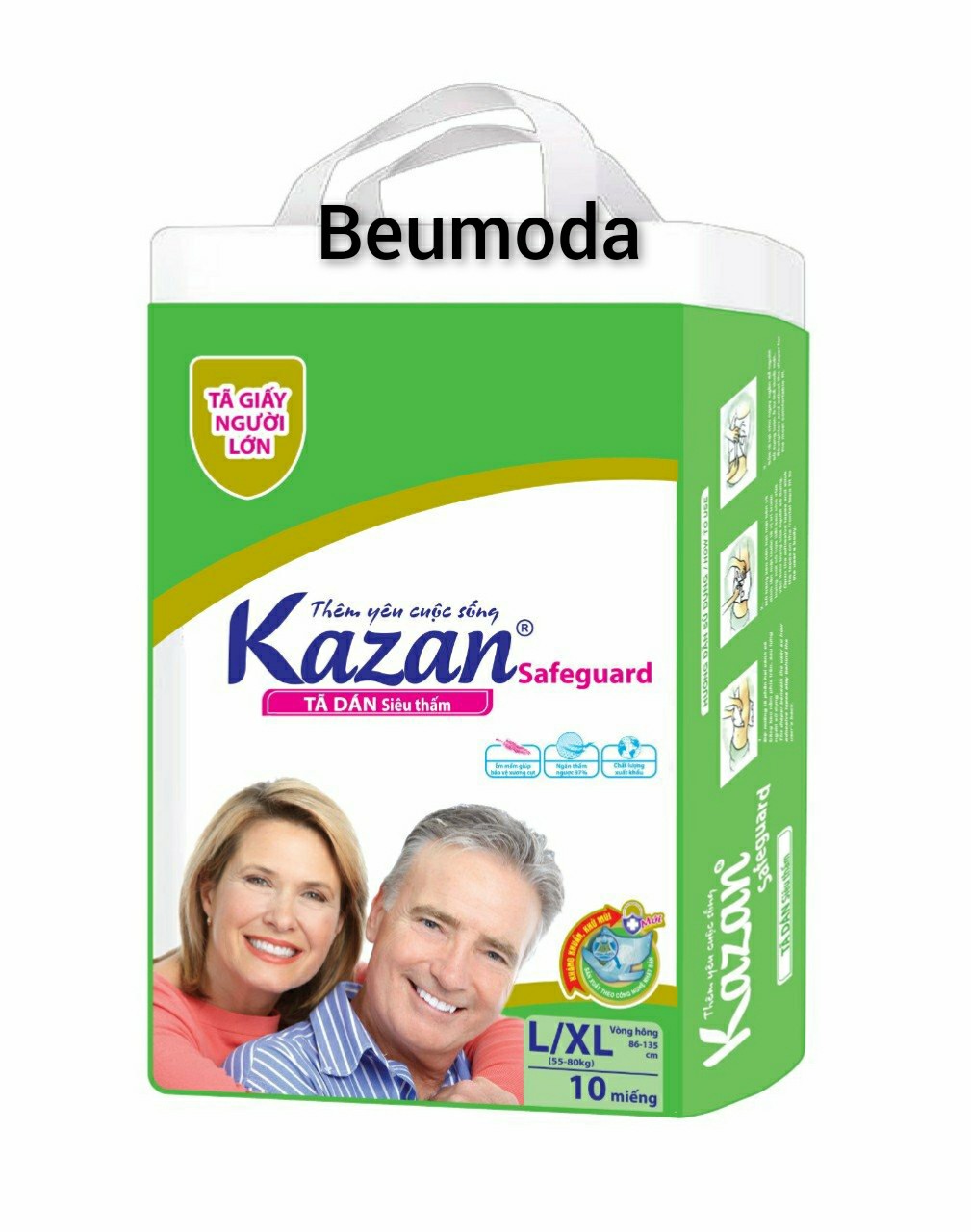 Tã/bỉm dán Kazan người lớn size M/L10 ( Vòng bụng   78-115cm )  , L/XL10 ( Vòng bụng  86-135cm )