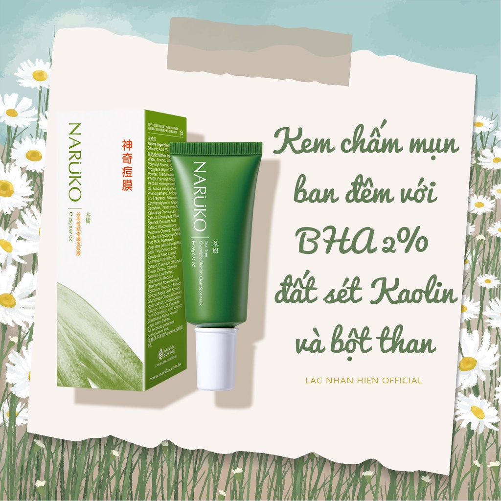 Kem chấm mụn ban đêm naruko tea tree overnight blemish clear spot mask