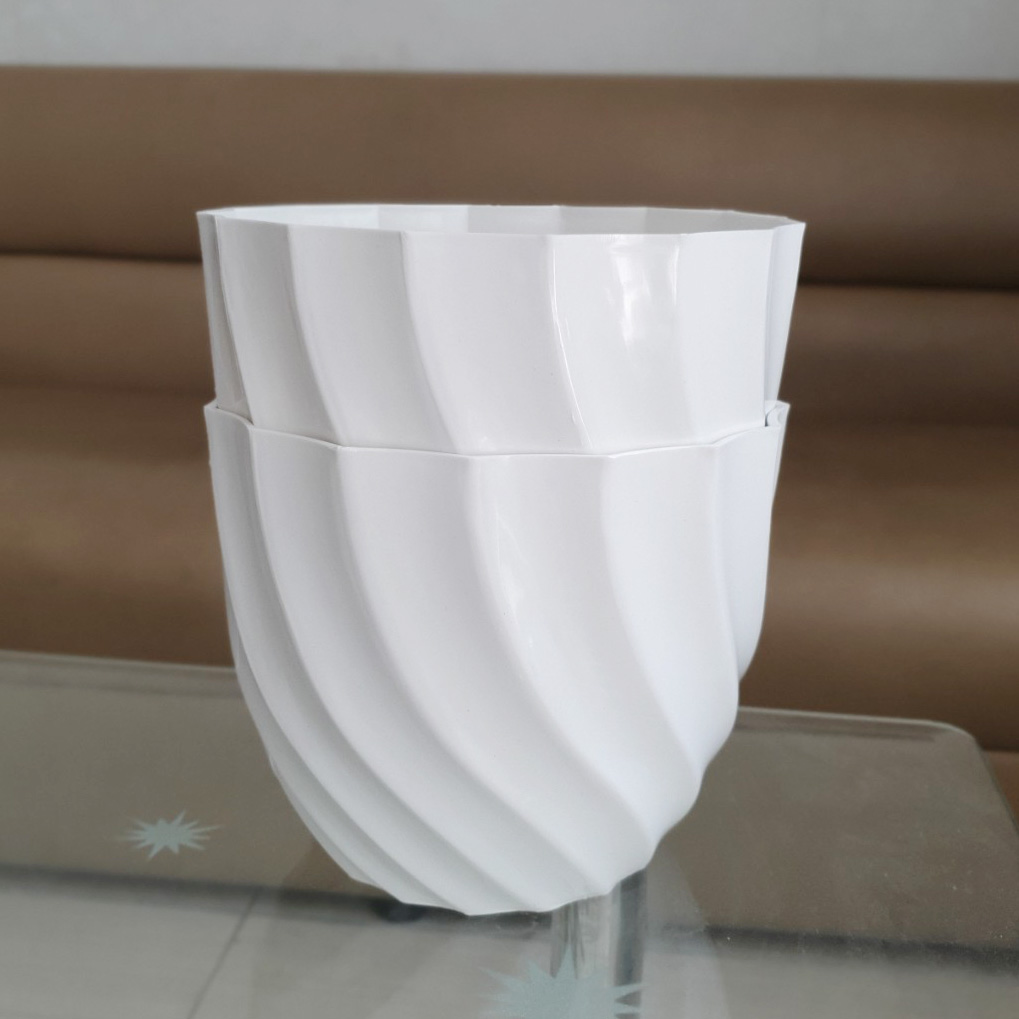[HCM]Bộ 2 chậu trồng hoa ốc xoắn màu trắng nhựa dày đẹp 21x17cm