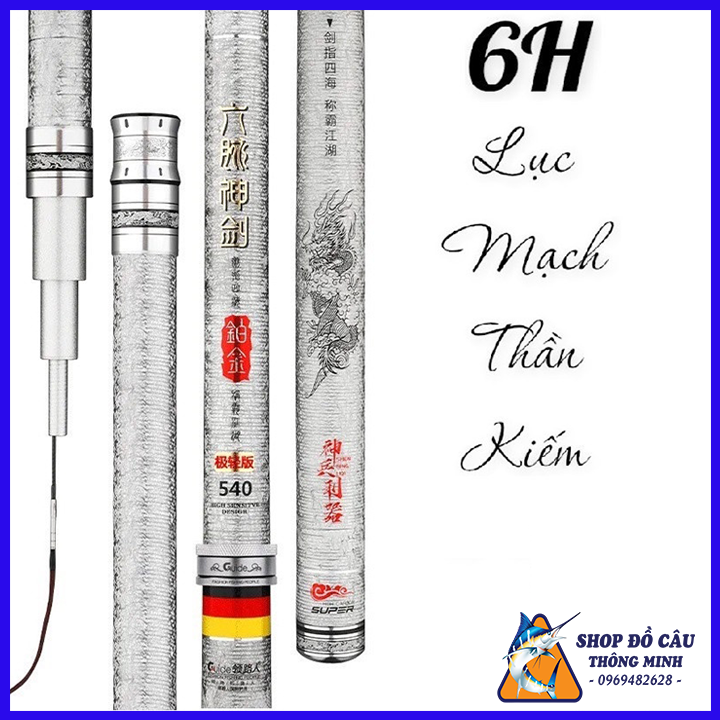 Cần câu tay cao cấp 6h 19i lục mạch thần kiếm, thiết kế carbon 46t, cần câu đơn đài đẳng cấp cd-32