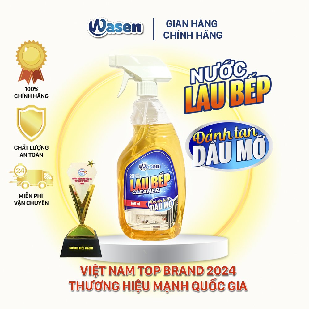 Nước lau bếp đa năng WASEN 650ml đánh bay dầu mỡ, sáng bóng hiệu quả