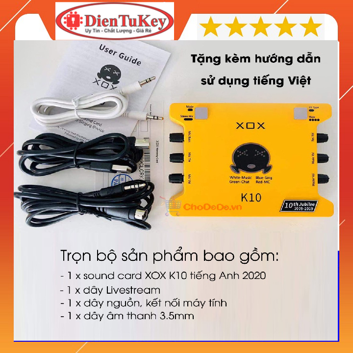 Sound card k10 tiếng anh 2020 sound card thu âm✔️phiên bản mới