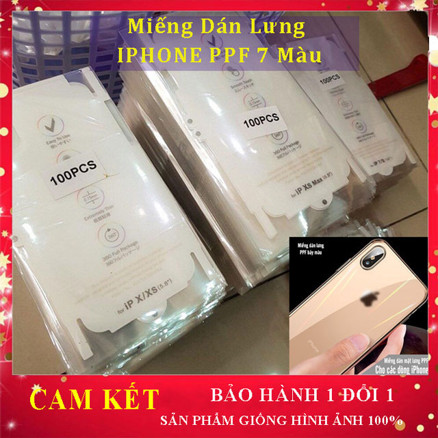 Miếng dán mặt lưng Iphone PPF trong 7 màu, miếng dán nilon điện thoại Iphone 7 màu cho các dòng 6/6plus/7/7plus/8/8plus/X/Xs Max/ 11Pro Max, SKin dán cho điện thoại
