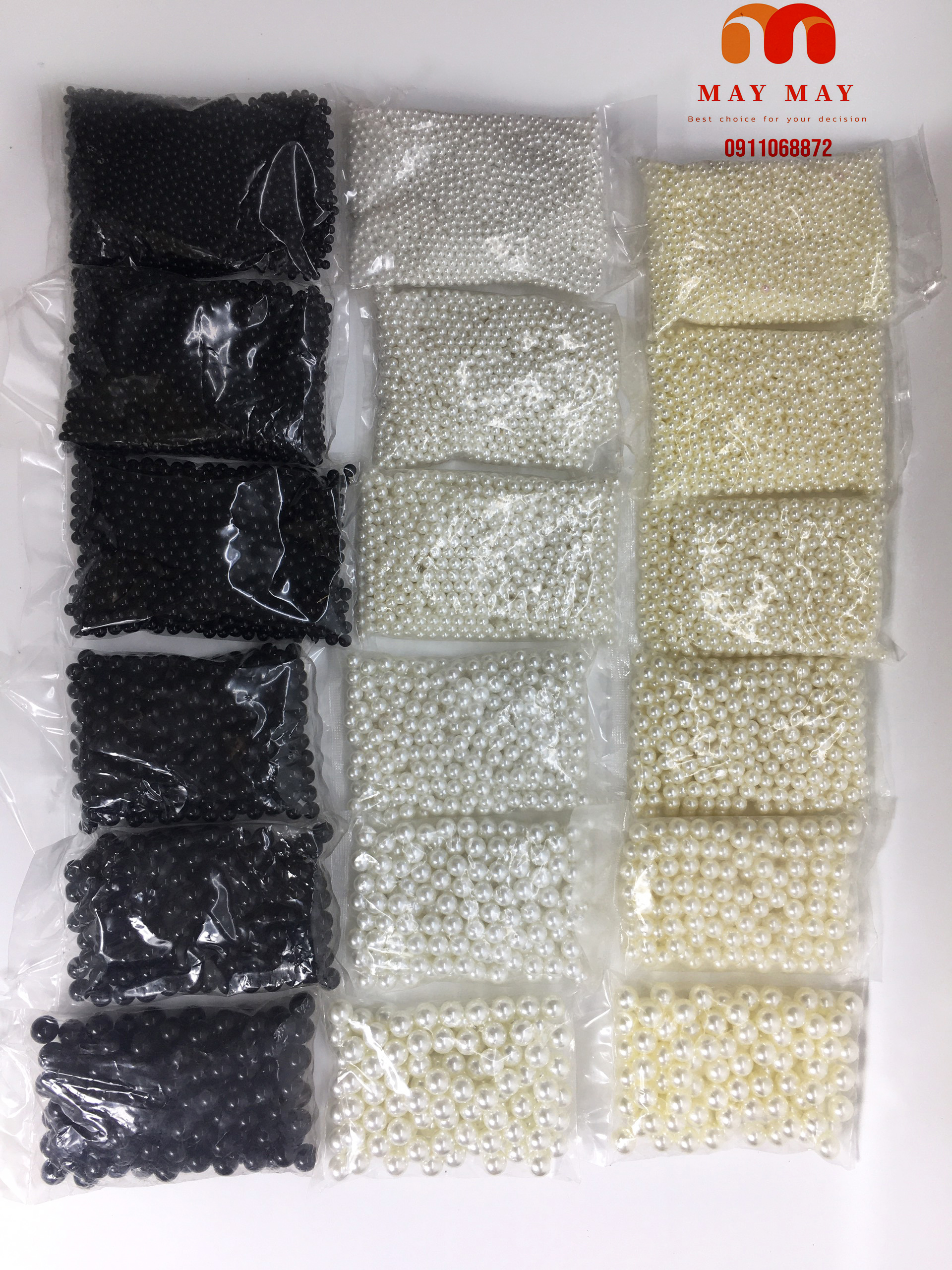 100gr hạt ngọc trai nhựa không lỗ 4li 5li 6li 8li 10li 12li