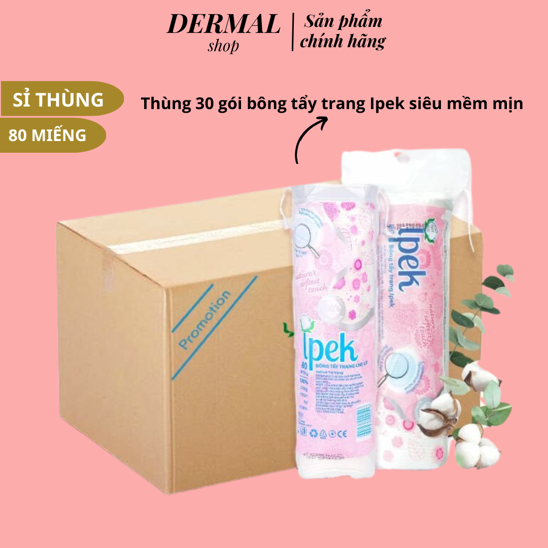 Thùng 30 CÂY bông tẩy trang Ipek siêu mềm mịn 80 miếng