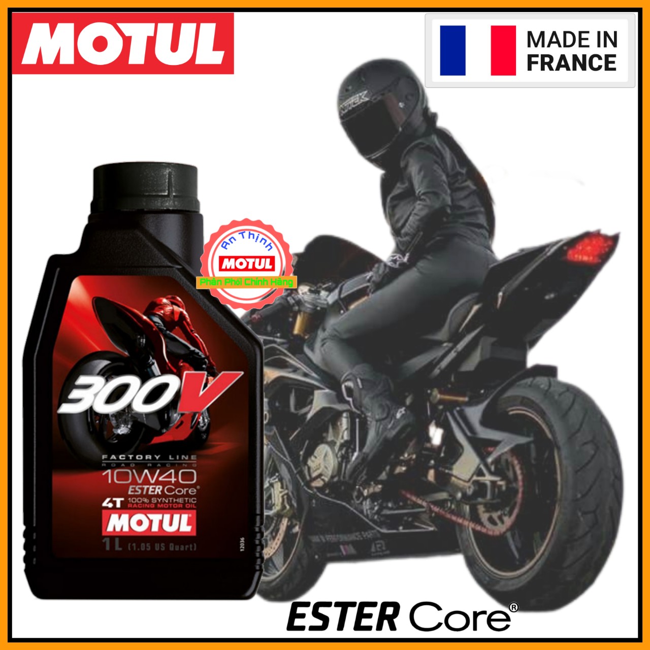 Nhớt motul 300v fctory line 10w40, nhập khẩu pháp, tem 3 lớp