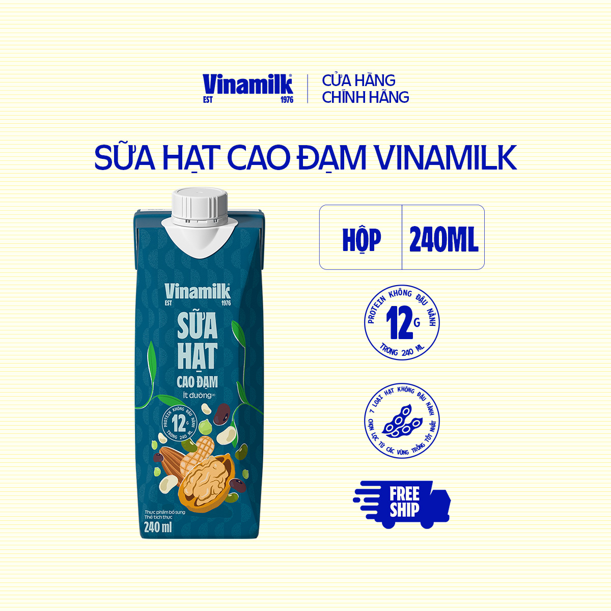 Sữa Hạt Cao Đạm Vinamilk - 6 Hộp 240ml