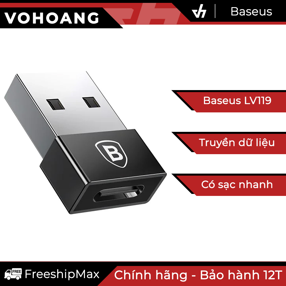 Đầu chuyển usb type a sang usb type c tốc độ cao baseus lv119