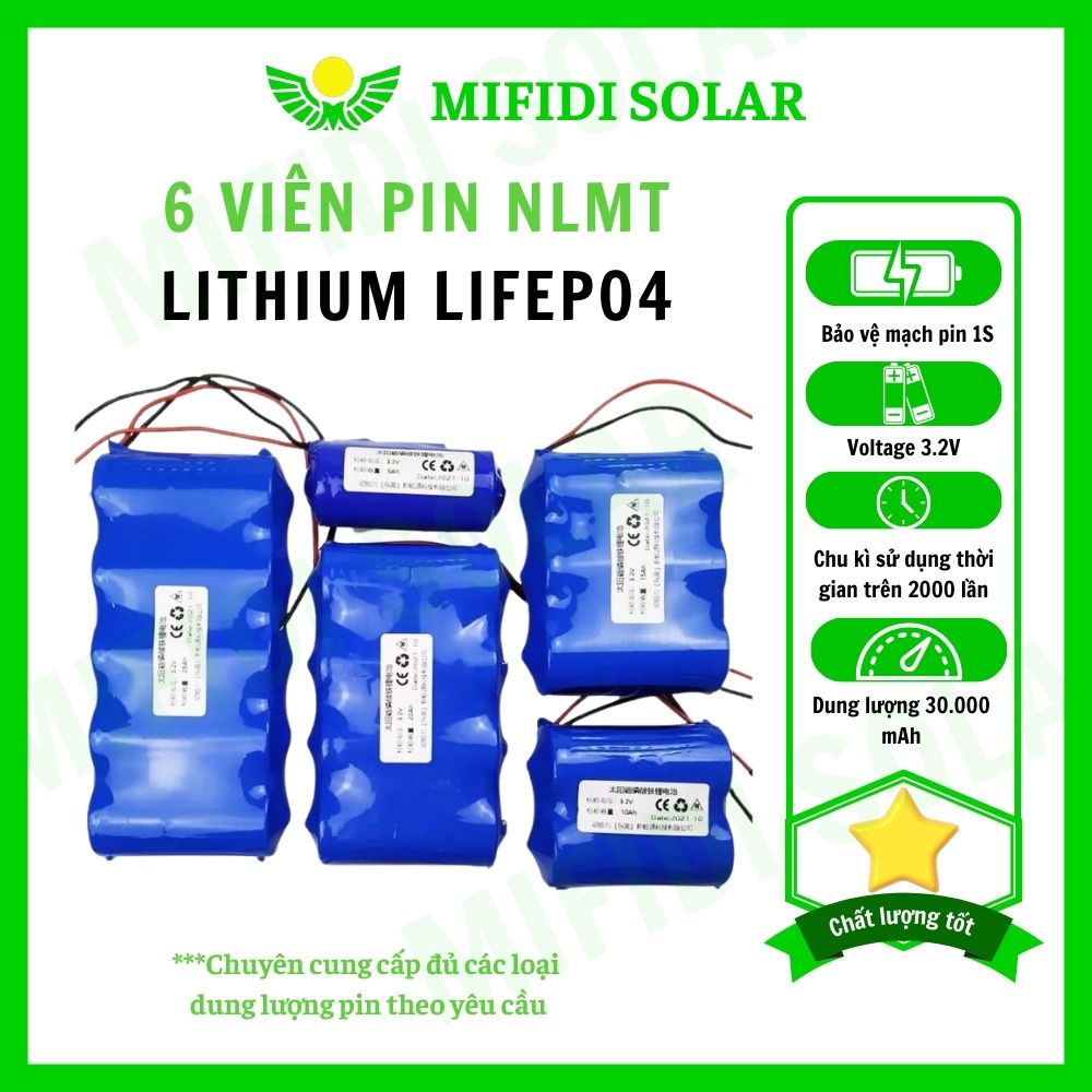 Pin lithium lifepo4 mifidi dung lượng 36.000mah 3.2v, tặng kèm mạch bảo vệ 1s cho đèn năng lượng mặt trời các loại