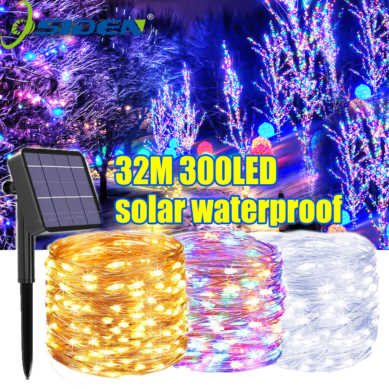 Đèn Dây Năng Lượng Mặt Trời Ngoài Trời Đèn Thần Tiên 32M 300LED 22M 200Leds 12m100led 7M 50Led Đèn Dây Đồng Trang Trí Chống Nước 8 Chế Độ Cho Cây Vườn Giáng Sinh Tiệc Cưới Trắng Ấm Áp Nhiều Màu Trắngđèn sân vườn