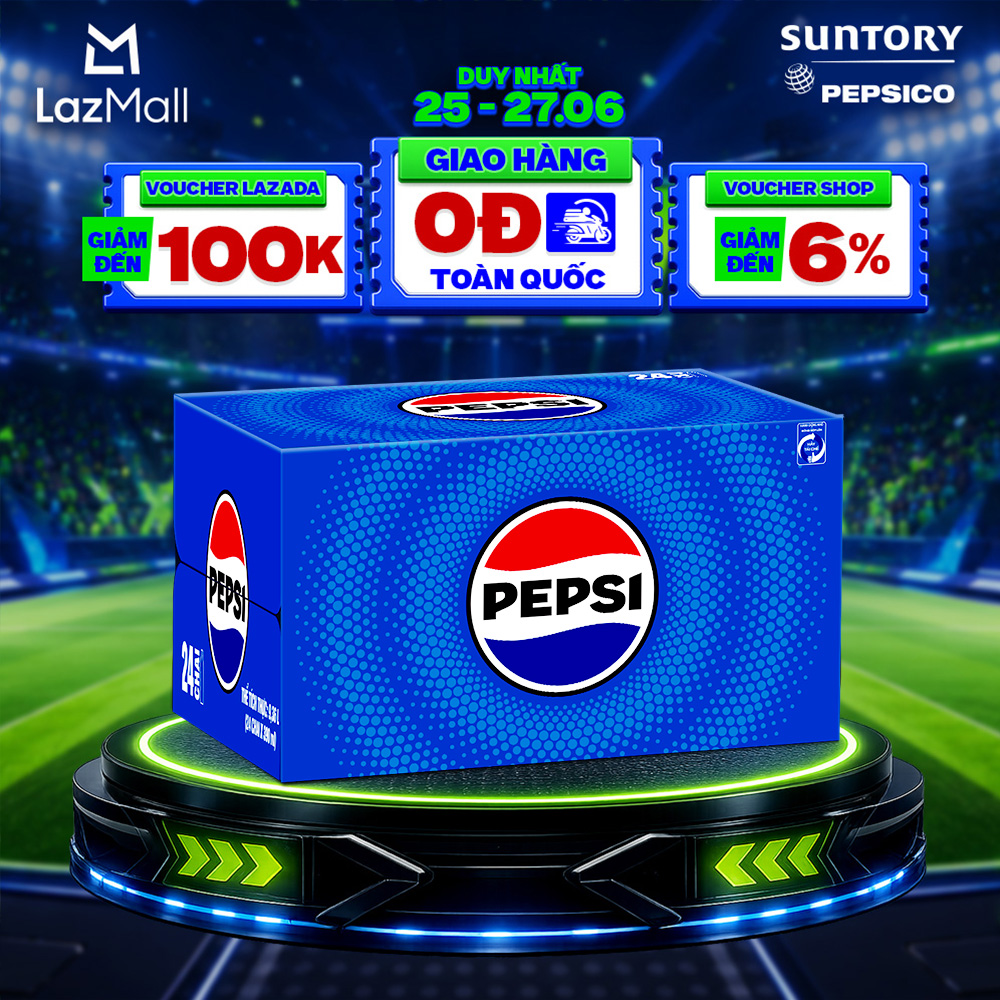 [SALE 15.6] Thùng 24 Chai Nước Ngọt Giải Khát Có Gaz Pepsi (390ml/chai)