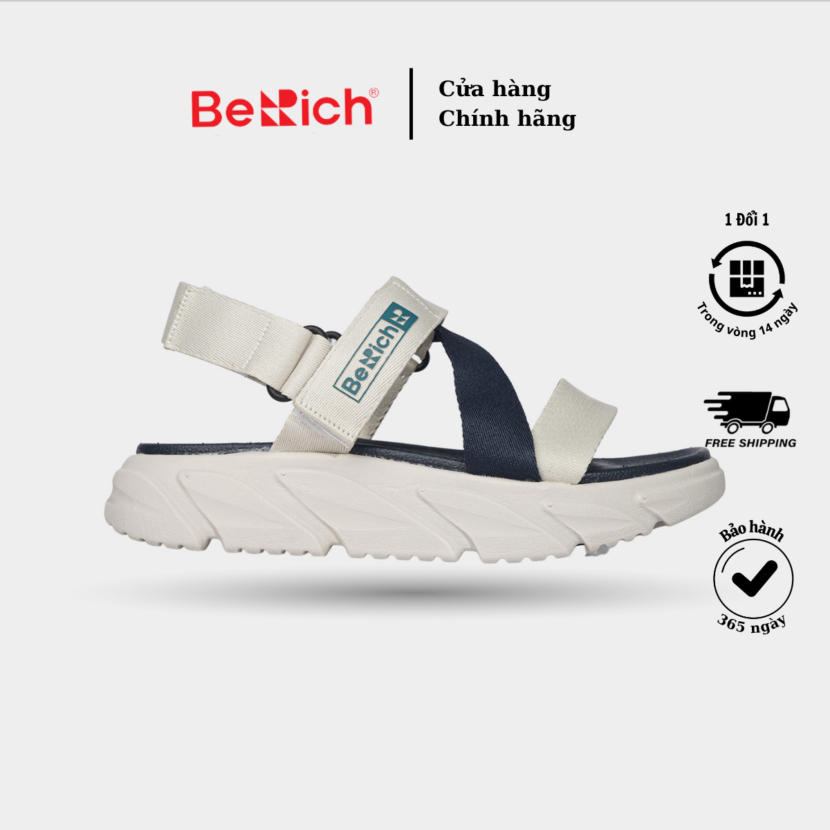 Giày Sandal Nam Nữ Unisex BeRich- BE577,Đế phylon cao 4,5cm