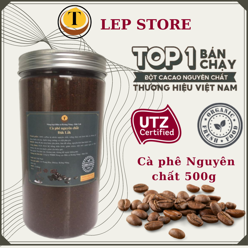 Cà phê rang xay nguyên chất 100% 500g gồm 3 loại Coffee kết hợp Arabica - Culi -Robusta dùng pha phin, cafe hạt, cà phê nguyên chất - Lep Store