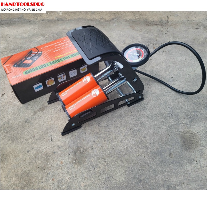 Bơm Hơi Đạp Chân 2 Ống Cam BUDDY BT0004
