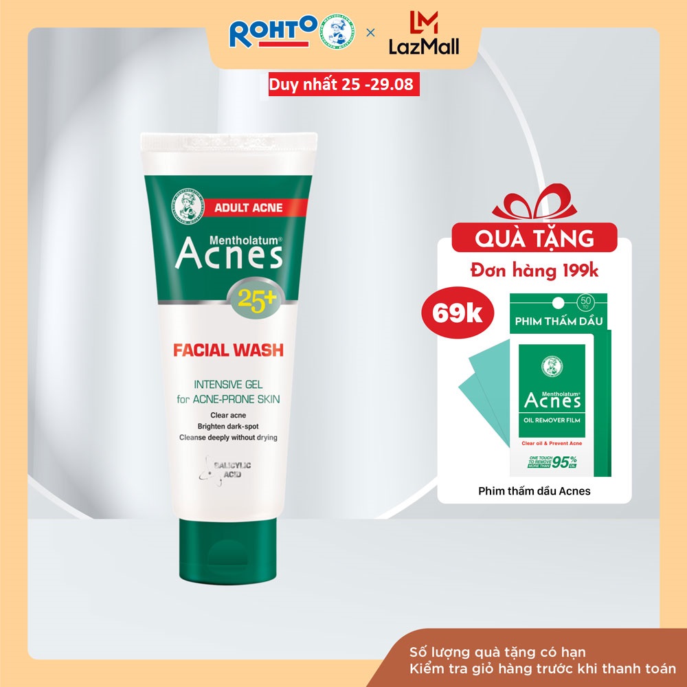 Sữa rửa mặt ngăn ngừa mụn dạng gel Acnes 25+ Facial Wash 100g