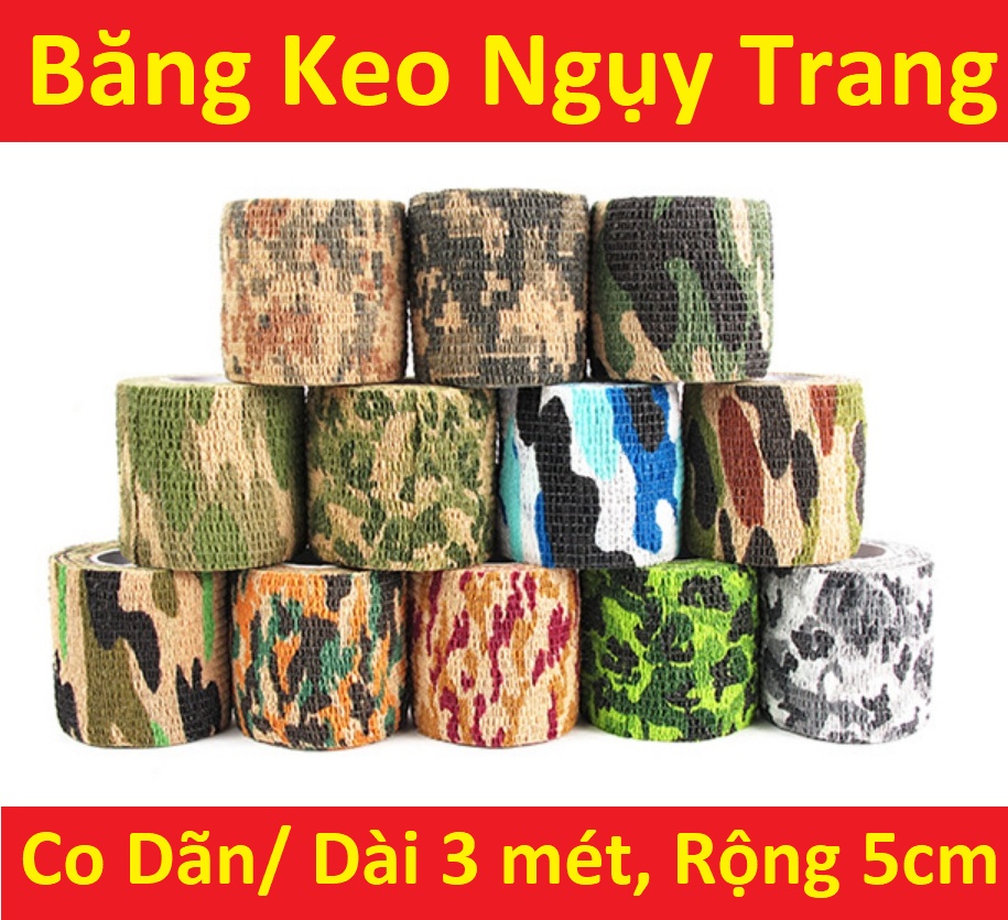 Băng keo co dãn ngụytrang, dải dây, băng dính nguy. trang co giãn quấn ống kính máy ảnh, dụng cụ săn băn, phối màu tàng hình cùng với thiên nhiên