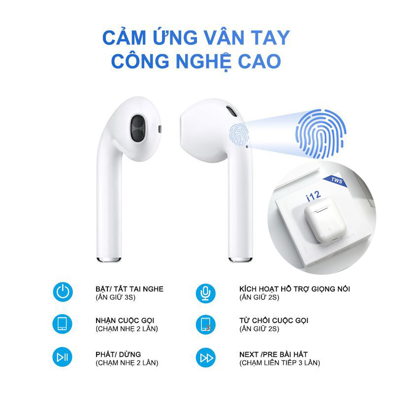 i12 TWS Bluetooth Wireless Headphone - Tai nghe Bluetooth không dây 5.0