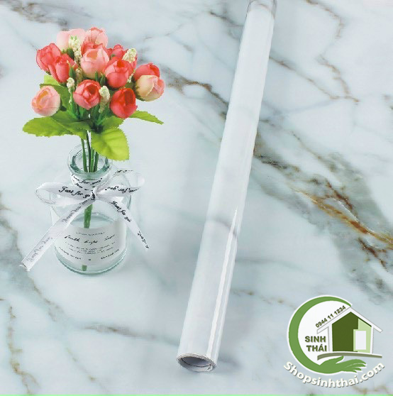[HCM]Cuộn giấy decal giả đá hoa cương dán bếp - màu trắng - giấy tráng nhôm cách nhiệt dán bàn dán tủ [ 3 mét x khổ 60cm ]