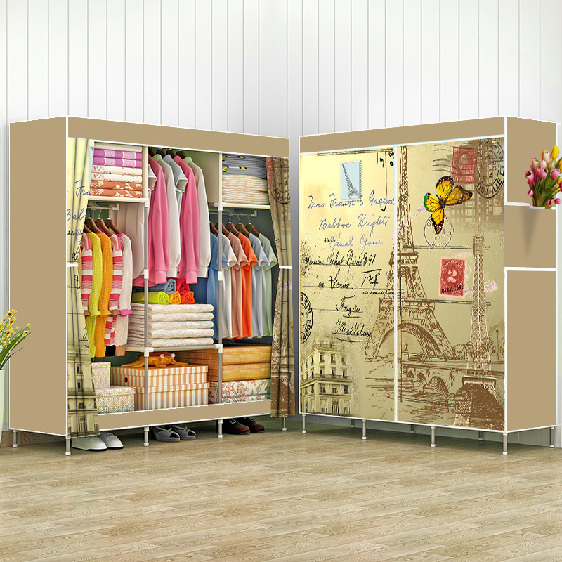 tủ vải khung Thép 3D đựng quần áo 2 buồng tủ quần áo loại 1 vải dệt thép cỡ lớn