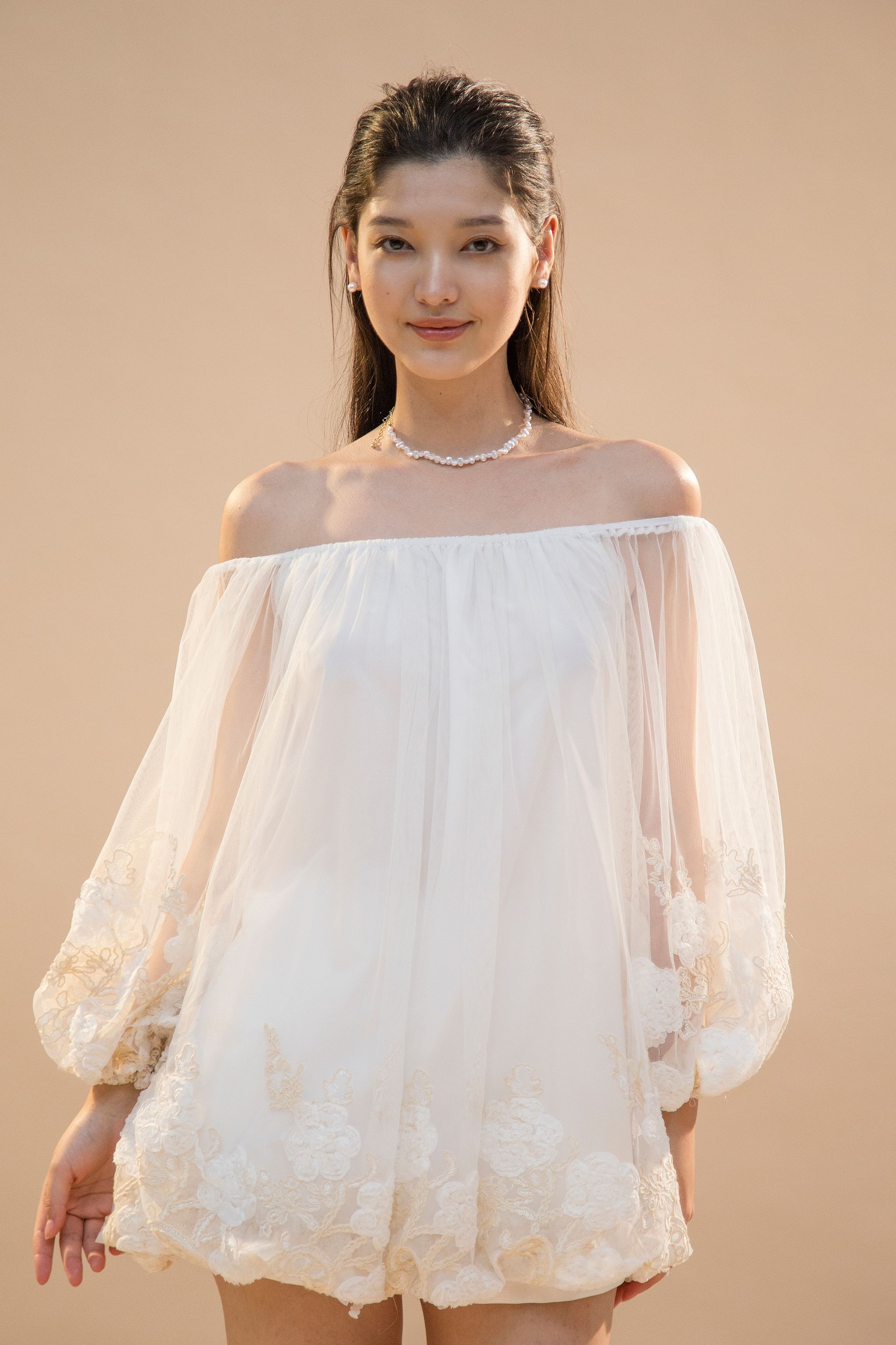 Đầm trễ vai tay dài - edini - d1578