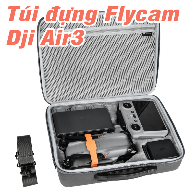 Túi đựng flycam DJI Air3 3S và phụ kiện pin sạc chức năng chống nước có dây đeo - phụ kiện flycam