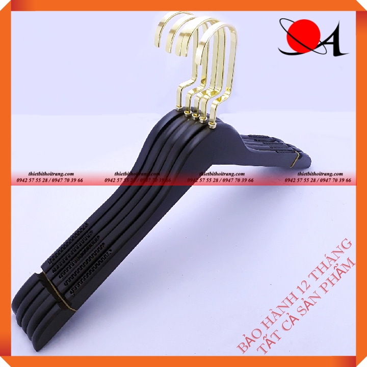 Bộ 5 móc gỗ cổ tròn sơn đen có vai đệm luxury