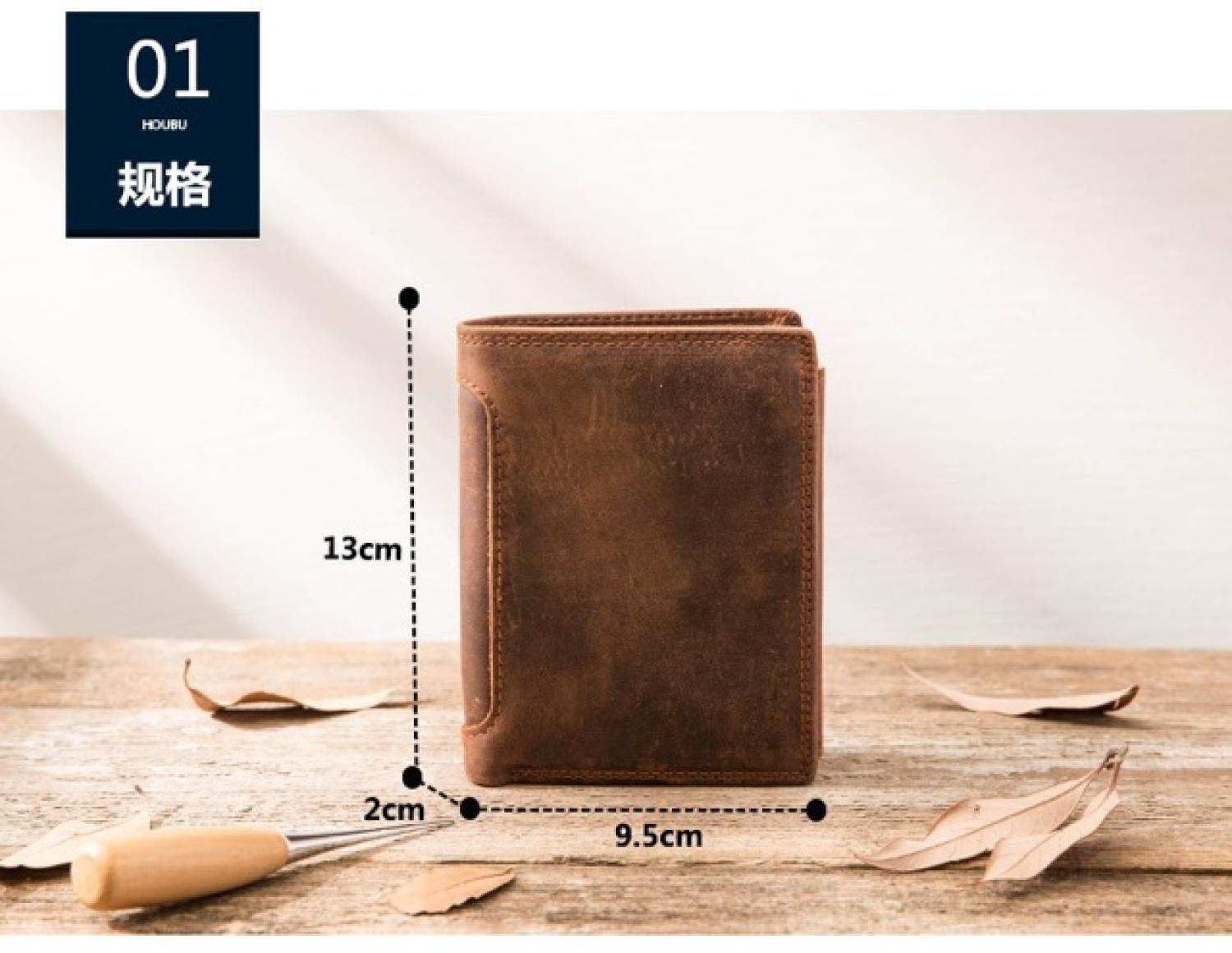 Ví da Bò làm bằng tay nguyên bản của nam giới giản dị dọc đơn giản đa chức năng lớp đầu tiên da bò.Bóp Da bò.