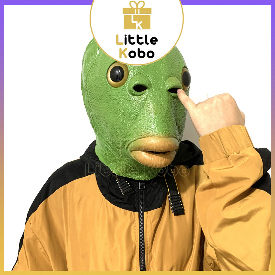 [Cao Cấp] Mặt Nạ Ếch Xanh Mặt Nạ Cá Da Xanh Silicone Loại Dày Đẹp Trùm Đầu Hóa Trang Quái Vật Cá Chép Xanh Lá Đồ Chơi