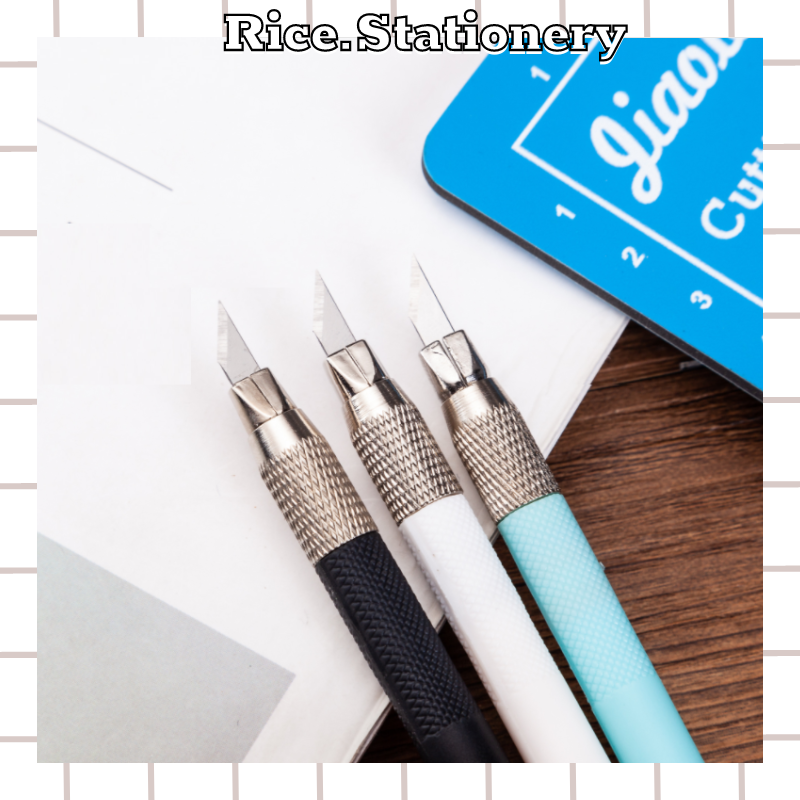 Bộ dao cắt tỉa trổ họa tiết kèm 12 lưỡi dao easy grip siêu sắc siêu nhọn ricestationery