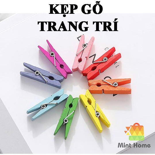 (HCM) 20 Kẹp Ảnh Gỗ Thông Trang Trí Size 3.5*0.7cm Gỗ Trơn Và Nhiều Màu Tặng Dây Thừng- Kẹp Ảnh Kẹp Giấy Decor Trang Trí  Kẹp Gỗ Paper Clips