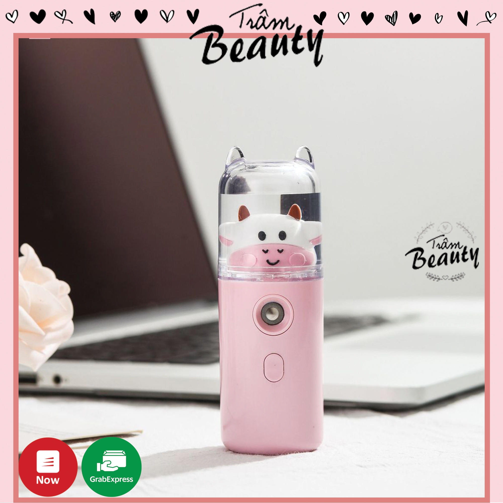 Máy tạo độ ẩm, Máy phun sương, Máy phun sương tạo ẩm NANO MINI cầm tay làm mát cấp tốc - Phiên bản Bò Sữa độc đáo