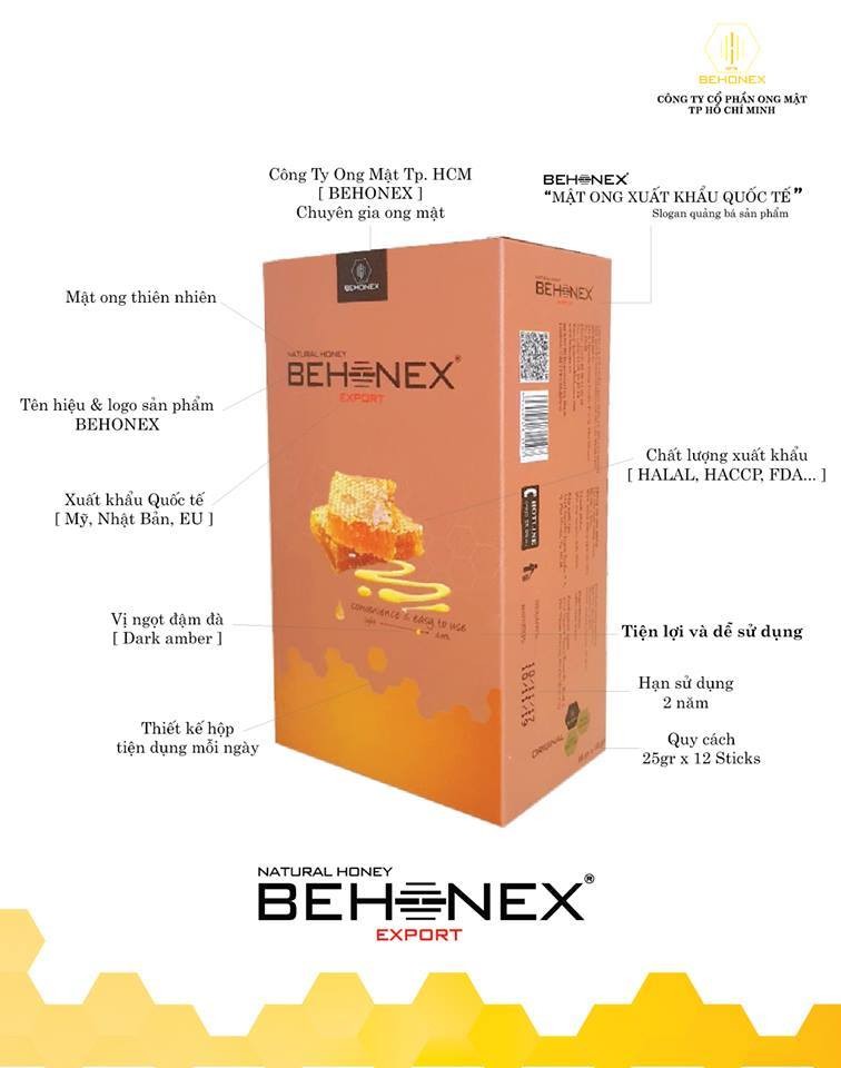BEHONEX EXPORT NATURAL HONEY 25gr x 12 Stick Stick honey Medium
