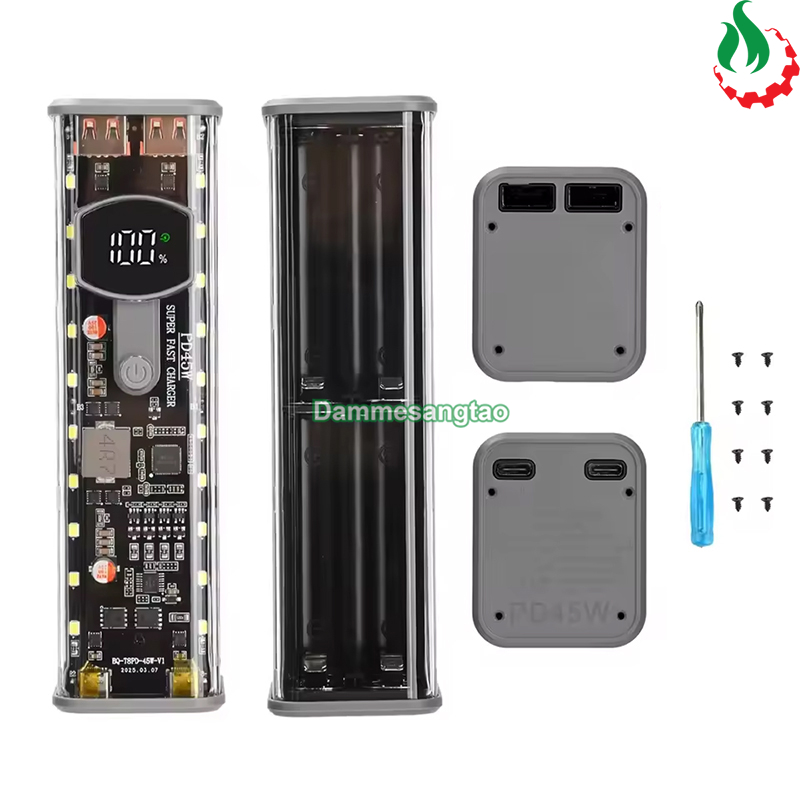 8-Cell 18650 Backup Charger Case with Spring (T8) for Fast Charging 22.5W - 2