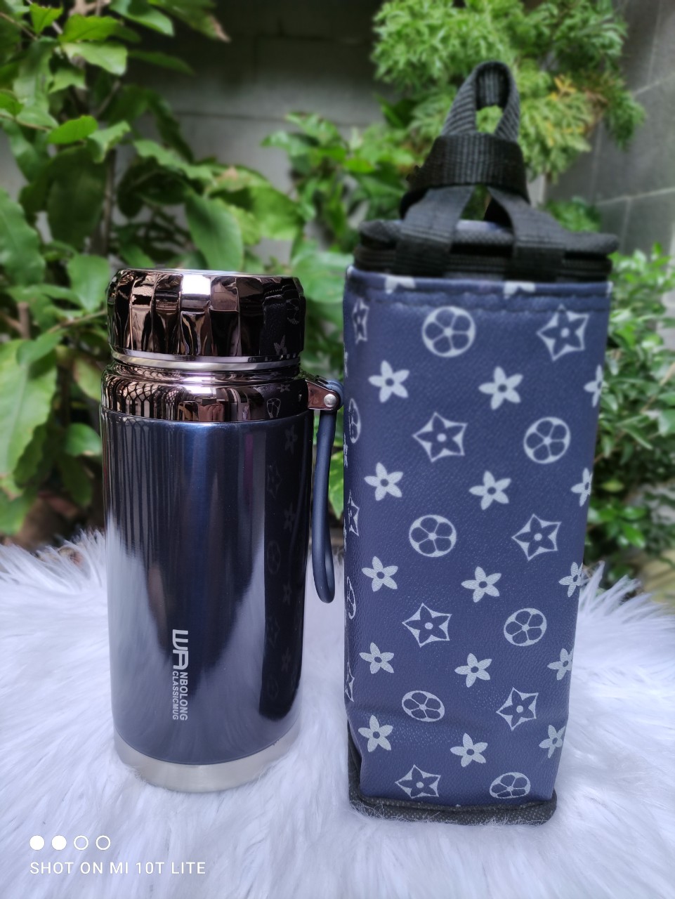 Combo bình giữ nhiệt 1200ml nắp kim cương+ túi Da Hàn Quốc - Mã ĐNX1L2