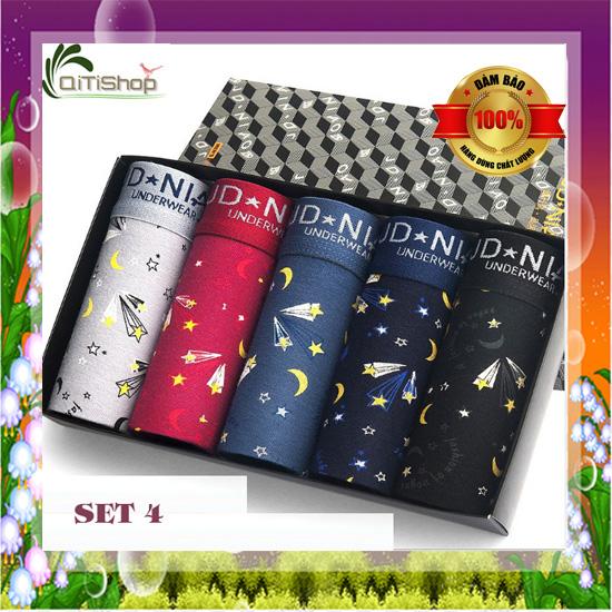 [HCM]HỘP 5 BOXER QUẦN SỊP ĐÙI NAM NHIỀU HỌA TIẾT - Mã 04 - HÃNG JD NIAO
