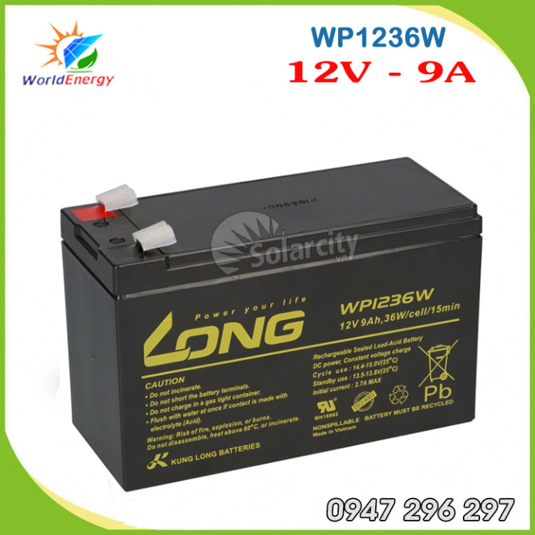 Ắc quy Long 12V-9A chuyên dùng cho xe đạp điên, lưu điện UPS