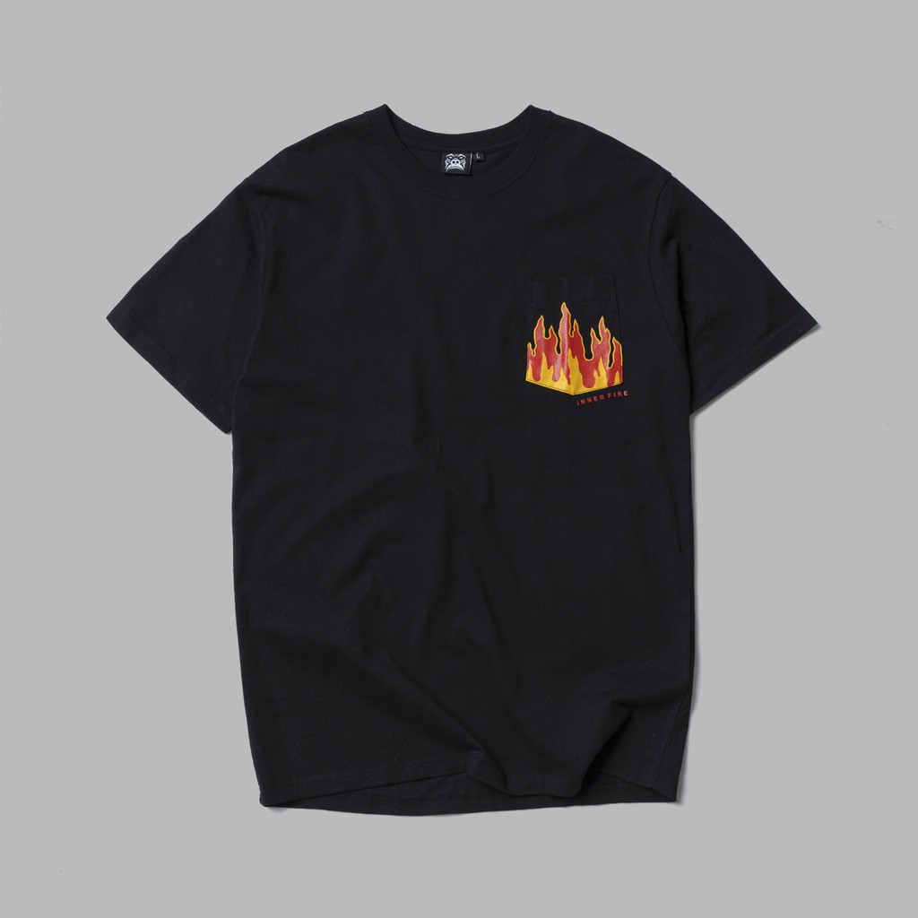Áo thun gori - flame pocket - đen