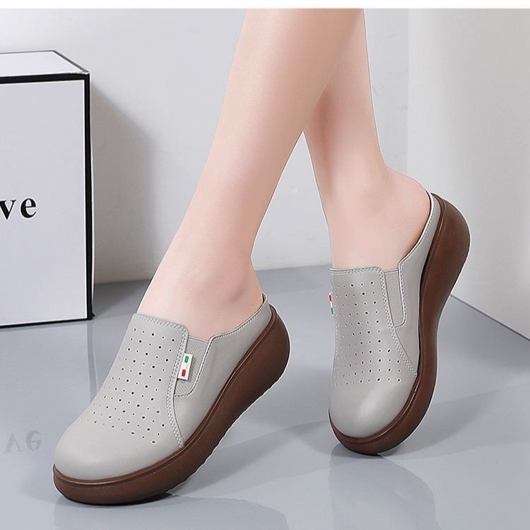  Giày Cao Gót Đế Xuồng Đế Dày Chống Thấm Nước Mới Cho Nữ Giày Cho Mẹ Trung Niên Và Người Già Cỡ Lớn Đế Mềm Da Mềm 