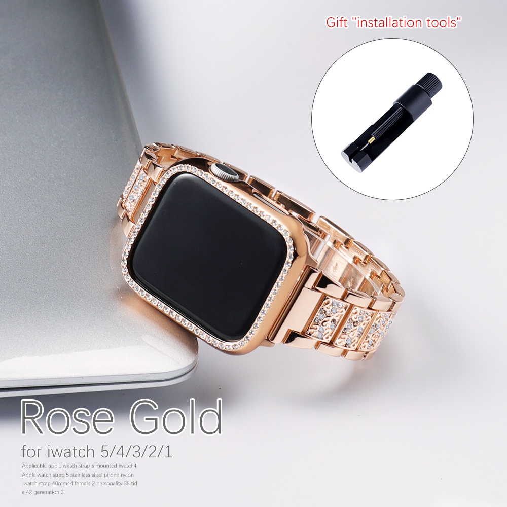 Dây Đeo Đồng Hồ APPLE WATCH Đính Đá Sang Trọng chất liệu Thép không Gỉ 6/5/4/3/2/1 38mm/ 40mm/ 42mm/44mm