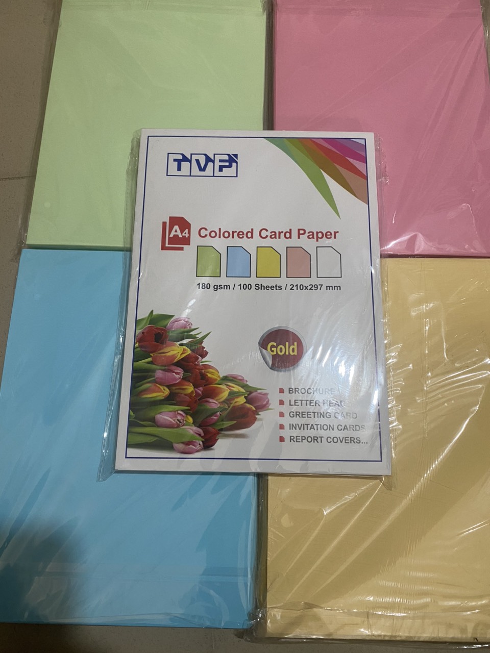 [100 tờ] Bìa thái màu A4  - Định lượng 180gsm